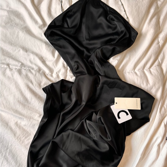 Pearls Open Back Satin Long Dress - Picture 6 of 6